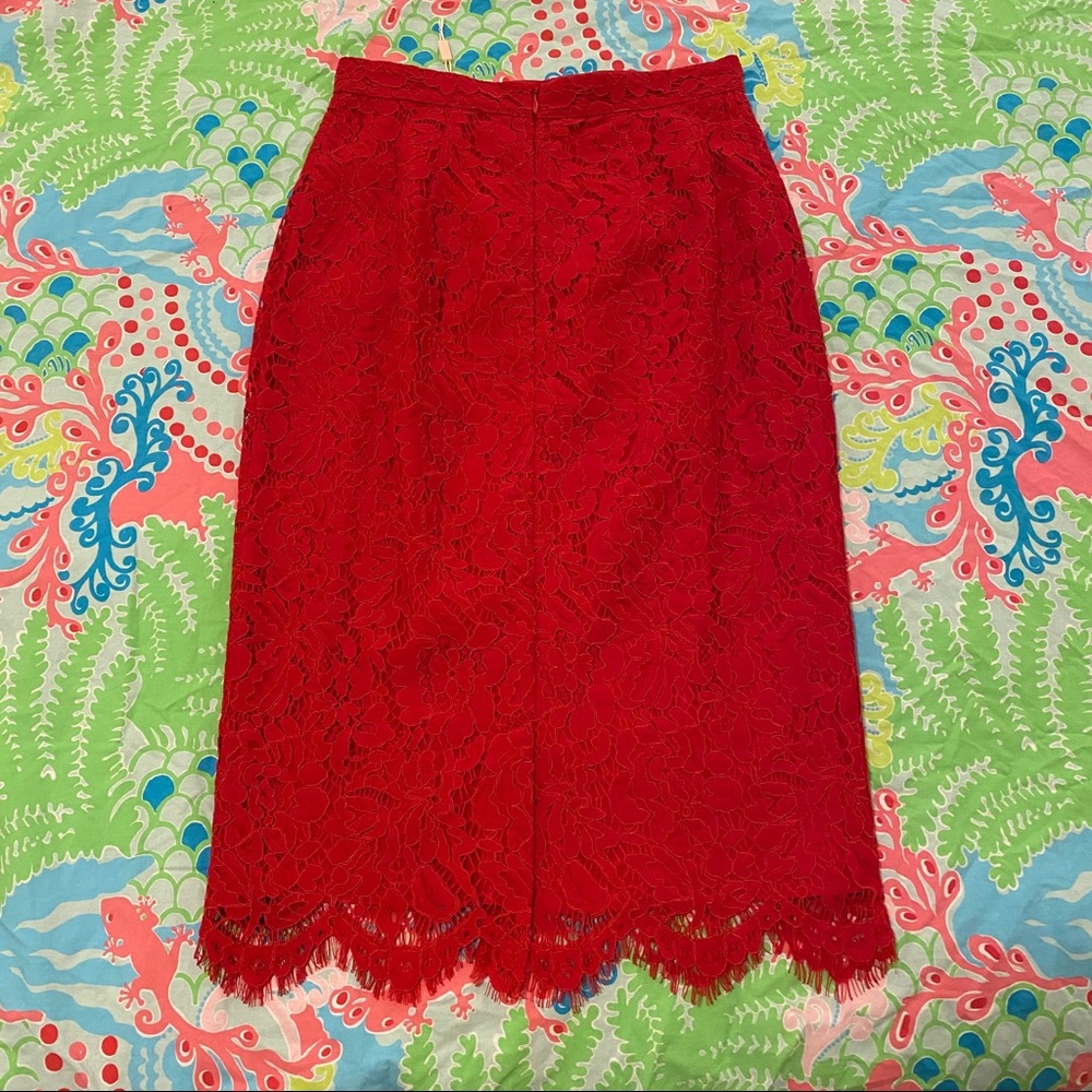 NWOT Rachel Parcell Red Lace Pencil Skirt - Picture 7 of 7